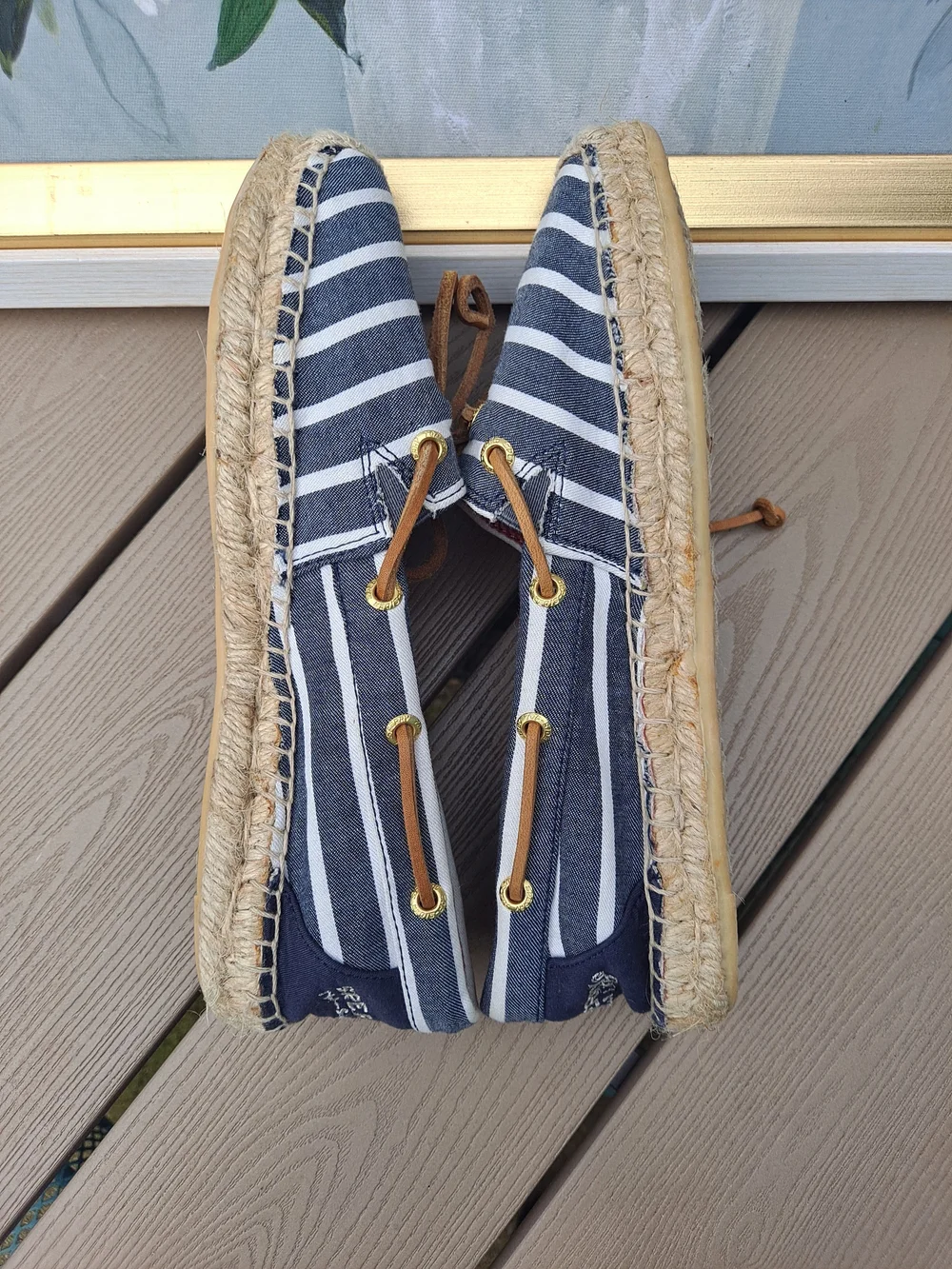 Sperry Topsider Breton Navy White Breton Stripe Espadrille Canvas Jute Boat Shoe